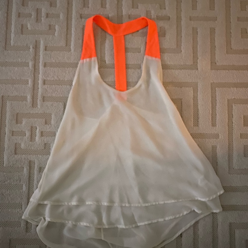 Flowy tank with neon racer back